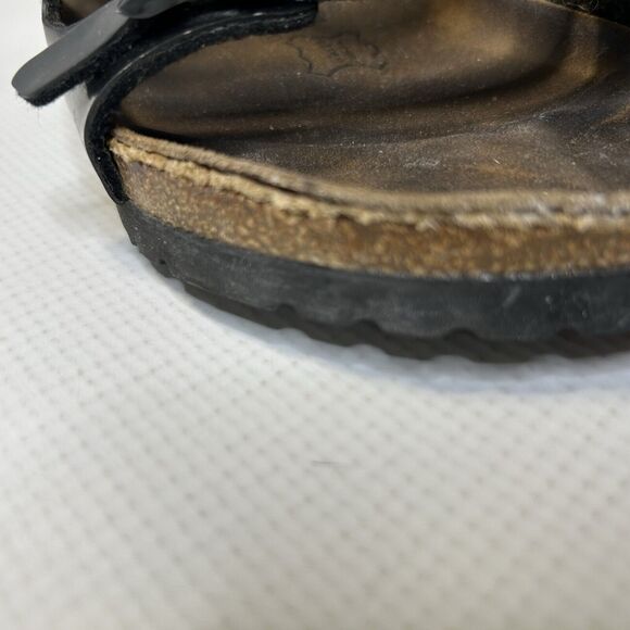 Birkis Florida Black Patent Leather Triple Strap Slide Sandals Women Size 7 EU38 - Picture 12 of 13